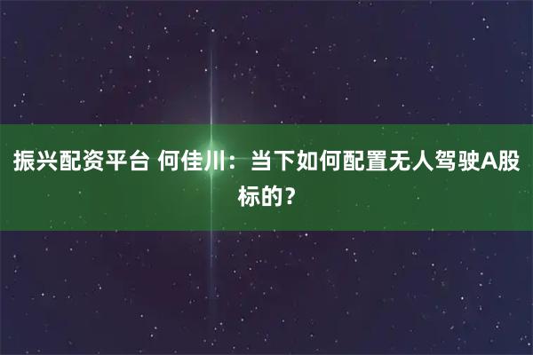 振兴配资平台 何佳川：当下如何配置无人驾驶A股标的？
